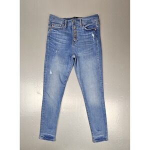 GAP Leggings Womens 4/27 Regular Stretch Blue Denim High‎ Rise Button Fly
